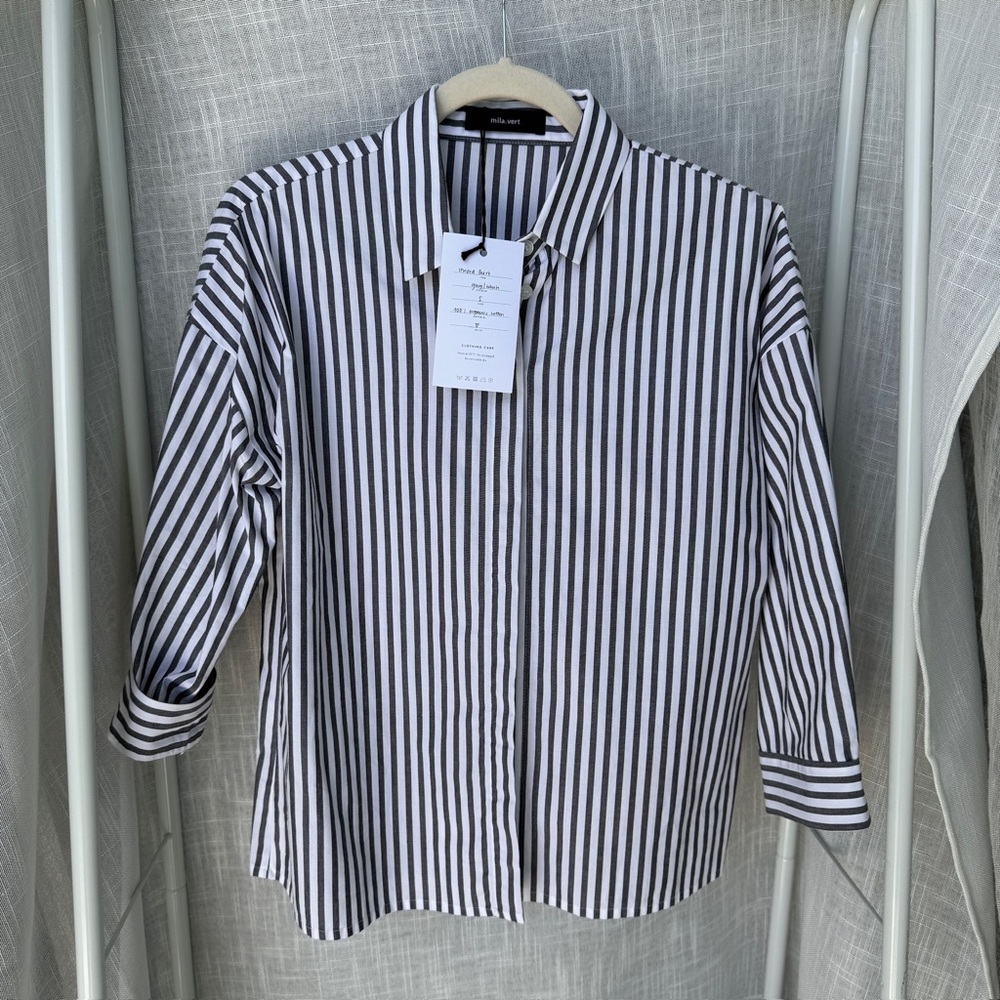 Mila Vert Organic Cotton Striped Shirt, S